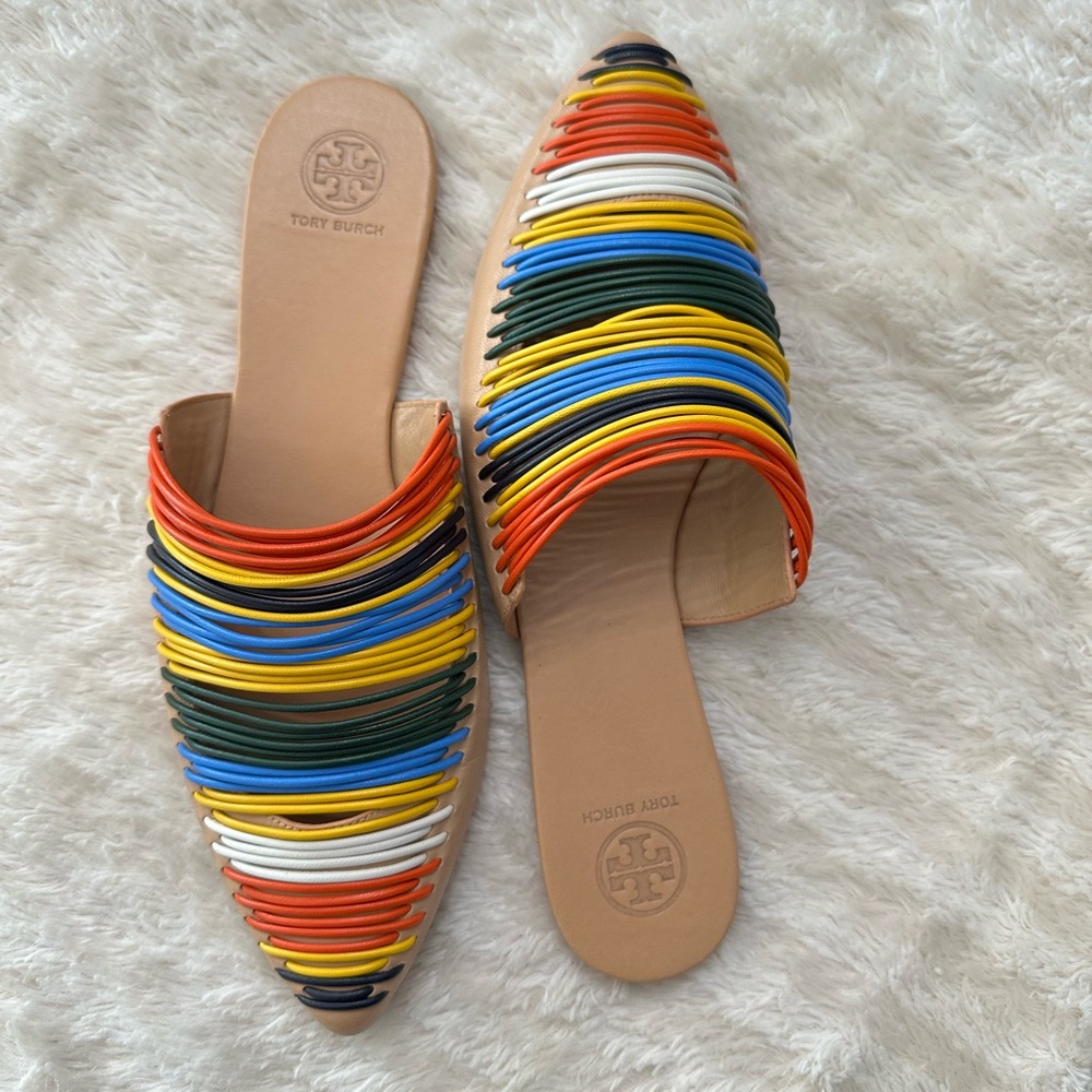 Tory Burch Sienna colorful vachetta Slide mestico size 9.5 - Picture 2 of 7